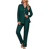 Ekouaer Women's Pajama Sets Soft Button Down Pj Sets 2 piece Long Sleeve and Pants Loungewear Set S-XXL