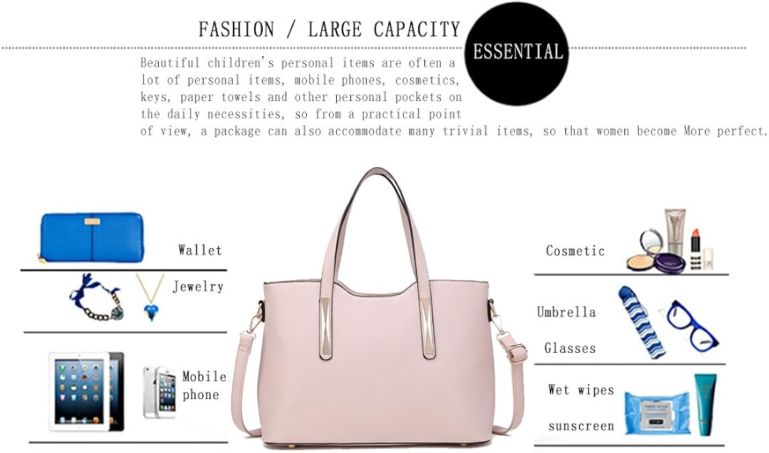 Miss Lulu Women's Handbag, Fashion Ladies Top Handle 2-Piece Tote & Shoulder Bag PU Leather, Beige - Image 5