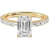Houston Diamond District 1 to 5 Carat Emerald Round Cut LAB GROWN Diamond Halo Engagement Ring (Color E-F Clarity VS1-VS2)