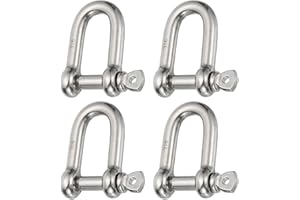 PATIKIL Screw Pin Shackle 5mm 3/16" 176lb, 4Pcs 316 Stainless Steel Forged D Shackle Marine Grade for Chains Wire Rope Outdoo