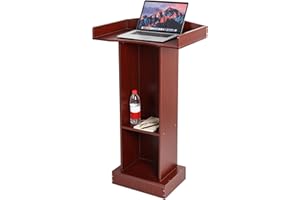BEQUZON Podium Stand for Lectern Presentation Church Classroom, Pulpit with Wooden Heavy Base, Podium for Lecture, Wedding Speech