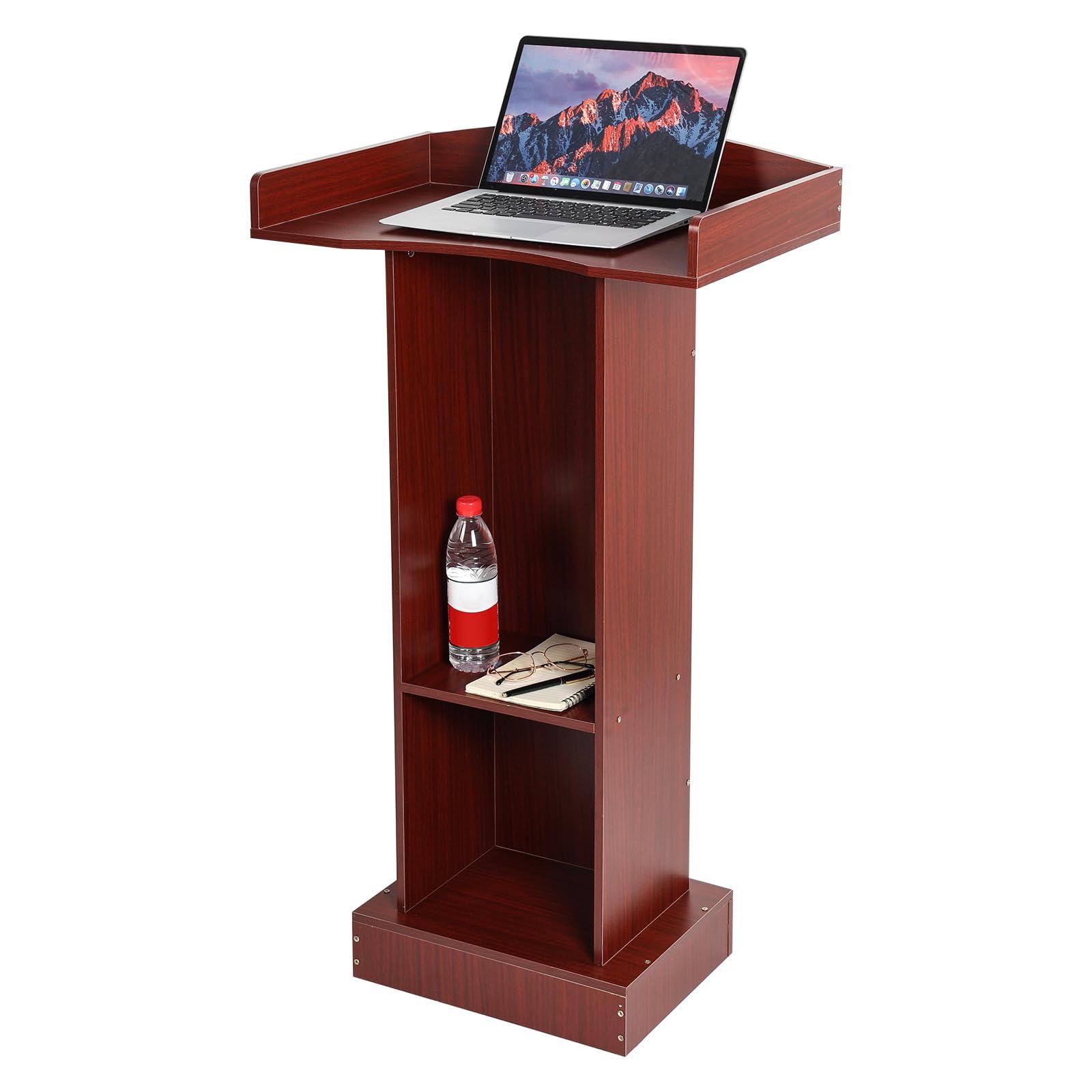 Photo 1 of BEQUZON Podium Stand for Lectern Presentation Church Classroom, Pulpit with Wooden Heavy Base, Podium for Lecture, Wedding Speech