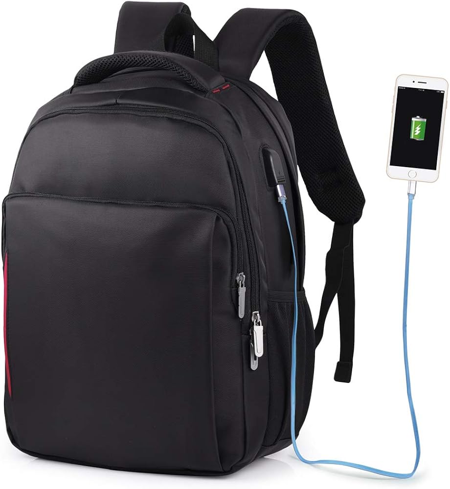 VBG VBIGER Laptop Backpack Waterproof Black Computer Business Backpack College Student Backpack with Charging Port
