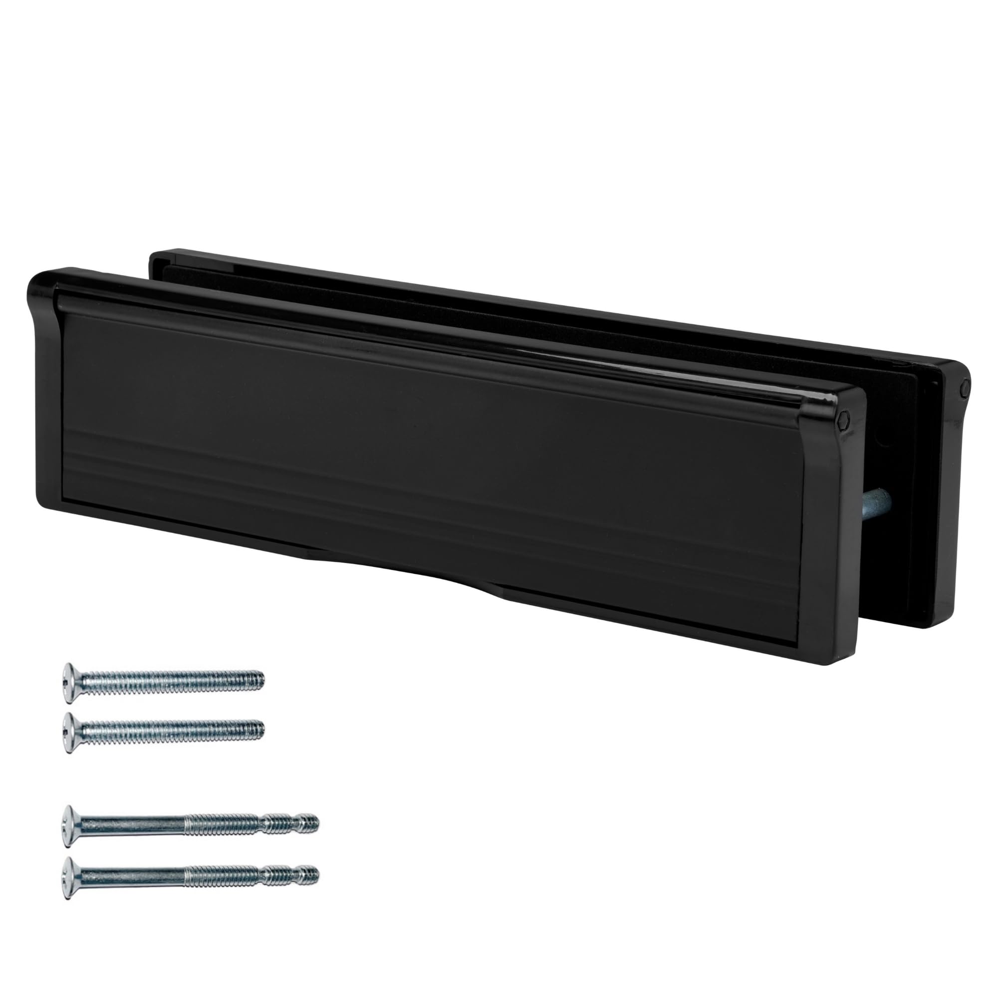 Keypak 10.62" (27cm) Door Letterbox – Fits 40–80mm Thick Doors, Adjustable Letter Box for UPVC Composite Timber Doors, Anti-Snap Flap, Internal Draught Excluder (Black)