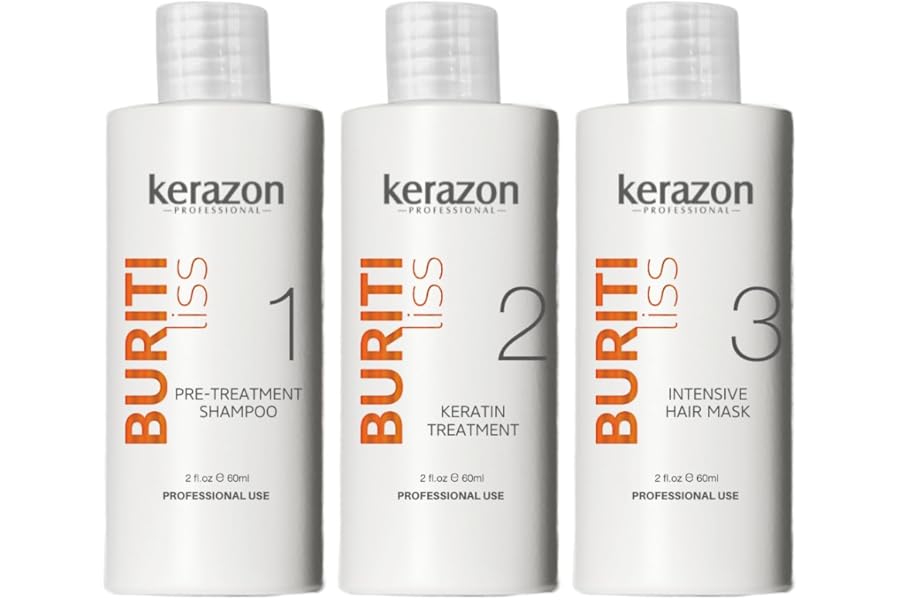 KERAZON Brazilian Keratin Treatment Buriti Liss Kit 2oz/60ml – At Home Keratin Treatment Smoothing and Straightening – Keratina para Alisar el Pelo – For All Hair Types