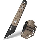 SPITZKANTE 5.8" Small Fixed Blade Knife, Full Tang 5Cr14MoV Stainless Steel EDC Knife with Sheath, Horizontal Carry for Campi
