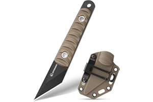 SPITZKANTE 5.8" Small Fixed Blade Knife, Full Tang 5Cr14MoV Stainless Steel EDC Knife with Sheath, Horizontal Carry for Camni