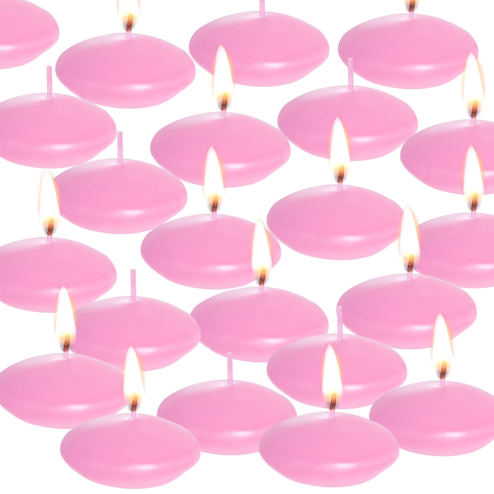 Photo 1 of 20 Pcs Floating Candles Centerpieces, 1.5 Inch Unscented Floating Candles Small Decoration for Valentine's Day, Thanksgiving, Wedding (Light Pink)