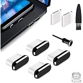 Fanoshon USB C Dust Plug, Type C Dust Cover Charging Port Cap 4 PCS with Cleaning Brush Black, Compatible with iPhone 17 16 15 Pro Max Plus Samsung S25 S24 Ultra, Anti Lost Phone Accessory Protector