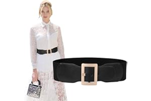 SUOSDEY Wide Elastic Belt for Women, Stretch Cinch Waist Belt for Ladies Dresses with Metal Buckle