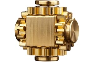 PAPUKA Pure Brass Cube Gears Linkage Anti-Anxiety Fidget Spinner Toy,Metal DIY EDC Meditation Break Bad Habits ADHD Finger Spinning Toy for Kid and Adults,High Speed Precision Brass Material