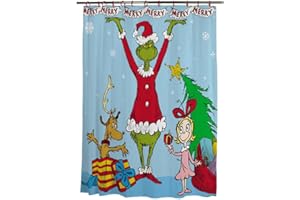 Franco Dr. Seuss The Grinch Holiday 13 Piece Shower Curtain and Ring Set, (100% Officially Licensed Product)