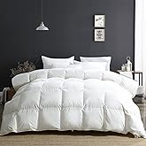 APSMILE Luxury 100% Organic Cotton Down Feather Fibers Comforter California King Fluffy Comforter, High Fill-Power Medium Warmth All Season Duvet Insert (104x96, Ivory White)