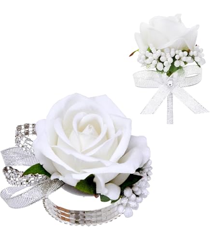 Bethynas Bridal Rose Wrist Corsage – Artificial Pearl Flower Bracelet For Weddings & Prom - View #8