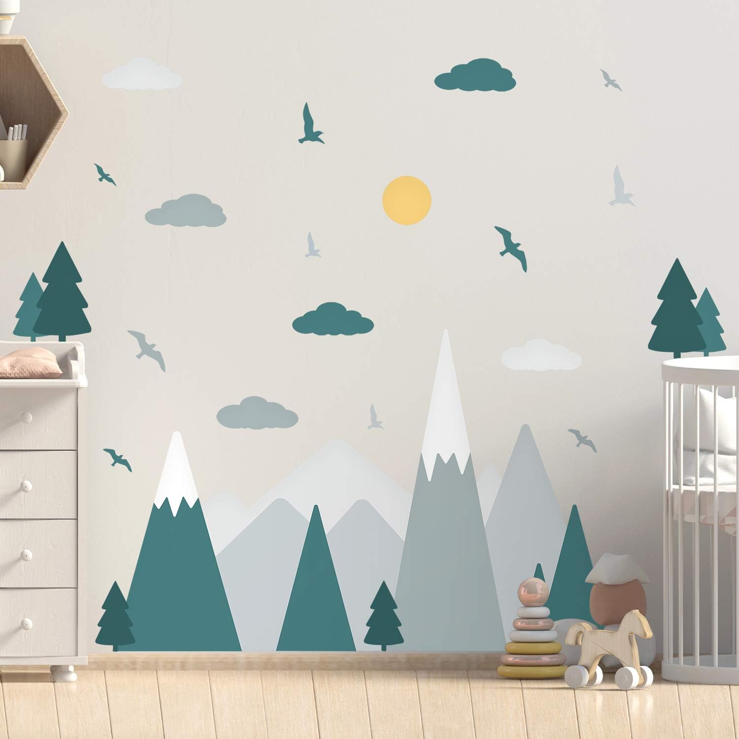 WALPLUS Colourful Mountains Landscape, Scandinavian Style, Children Wall Stickers, Mountain Decals, Nursery, Babyroom - Image 4