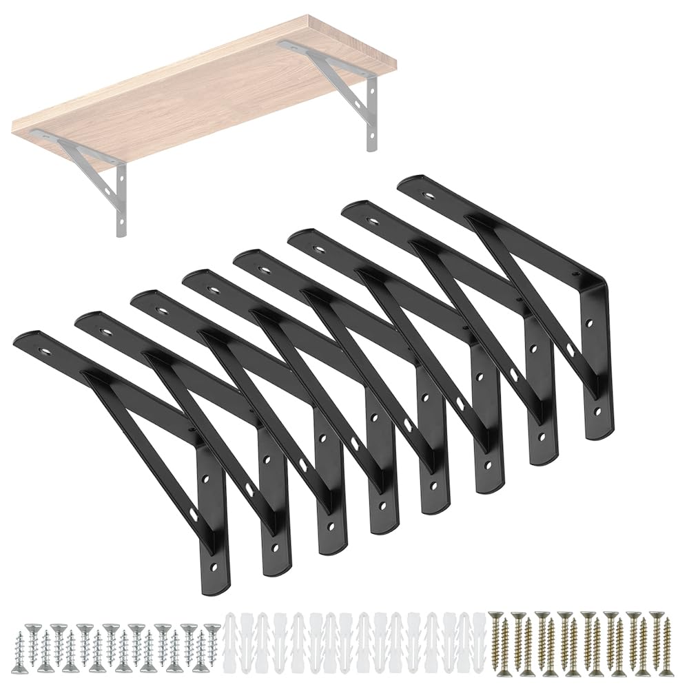 Shelf Brackets Heavy Duty, 8 Pack 6 Inch Triangle Shelving Brackets, Wall Mounted Shelf Brackets Support,Scaffold Board Shelf Brackets - (2 mm Thick,150mm x 95mm)