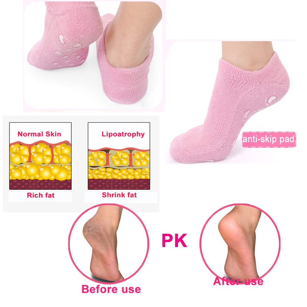 Moisturizing Socks 3 Pair Ultra-Soft SPA Socks Gel Lined Feet Care Treatment for Repairing Softening Feet Dry Cracked (Gel Socks) : Beauty