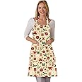 TOSHE Kitchen Apron Waterdrop Resistant Cotton Apron with adjustable Aprons for Women with Pockets Cooking Apron (Candy Series)