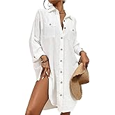 Bsubseach Womens Modern Swimsuit Cover Up Blouse Button Down Shirt Dresses Tops