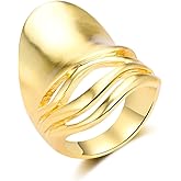 Aprilery Chunky Rings for Women Gold and Silver Statement Rings Mask Dome Gold Plated Fashion Band Ring Cocktail Costume Jewelry Gift