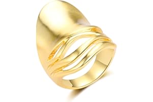 Aprilery Gold and Silver Rings for Women, Fashion 18K Gold Plated Chunky Statement Ring Band Dome Mask Design Cocktail Costume Jewelry for Her