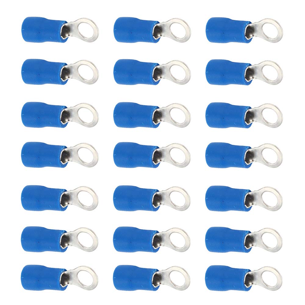 Mintice 100 X Blue Copper Ring Butt Insulated Terminal Connectors 14-16 Gauge AWG Crimp Wire Electrical Cable Crimp M5