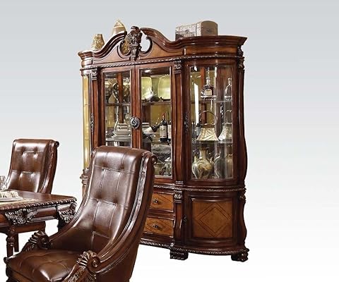 ACME Winfred Hutch and Buffet China Cabinet, Cherry Finish