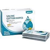 Winner Sterile Saline Wipes, 6" x 8" Large Personal Care Wipes, Gentle Saline Pads for Piercings, Multi-Purpose for Sensitive Eyes and Face, Individually Wrapped, 70 Count