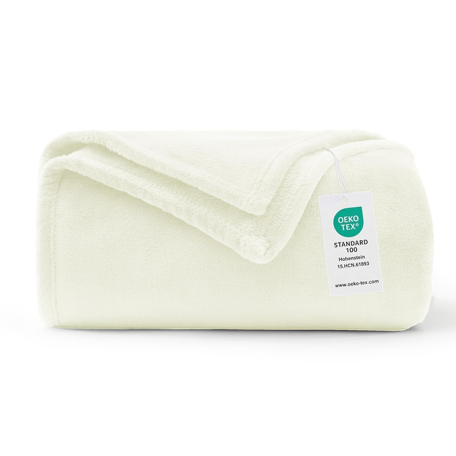 WAVVE Fleece Blanket Sofa Throw White Cream 5ft x 6.5ft - Fluffy Soft Warm Versatile Blanket for Sofa/Couch/Bed Double/Twin Size, 150x200 cm