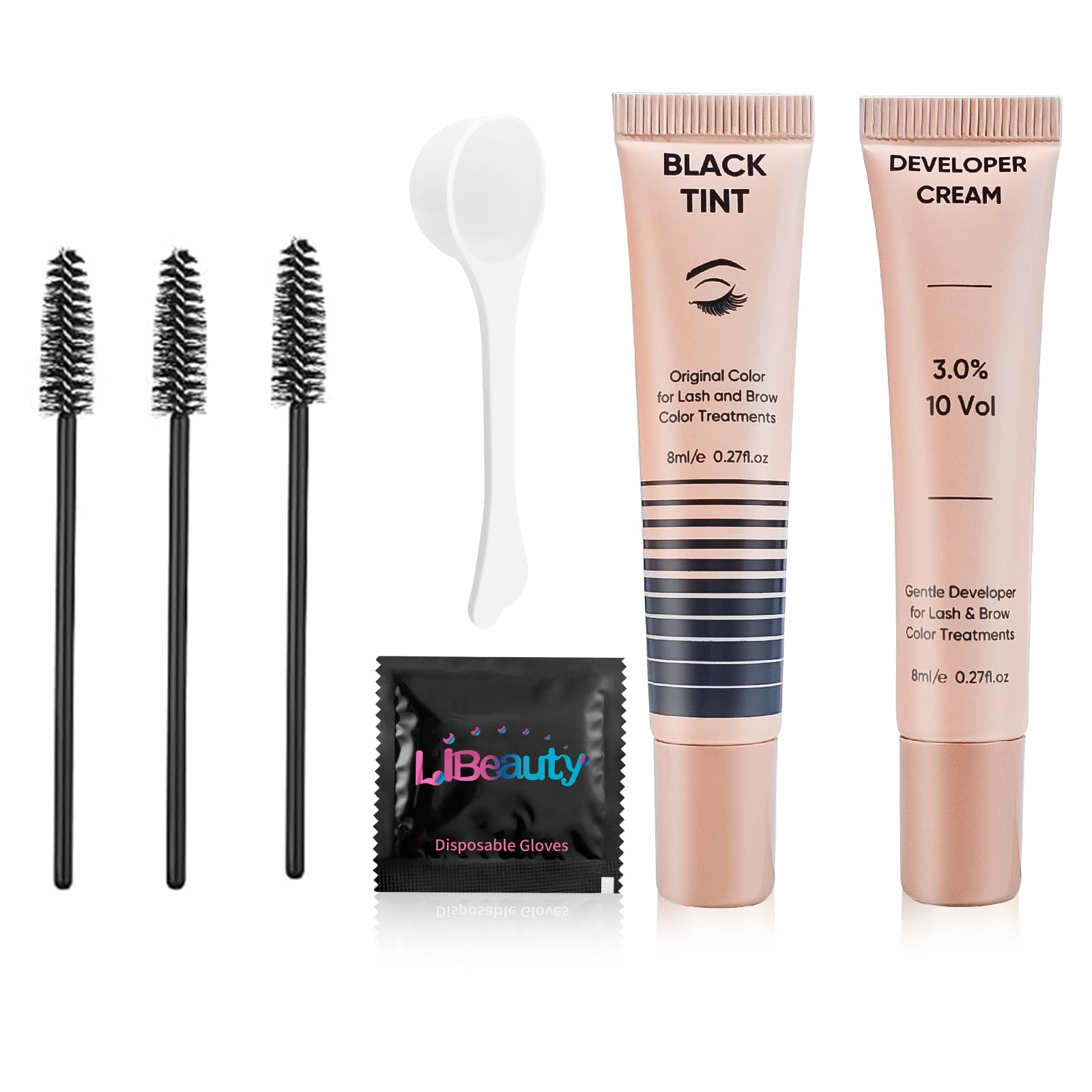 Libeauty Lash Tint Black Kit - 2 in 1 Eyelash & Eyebrow Dye Set, Last Up to 6 Weeks, Fast & Easy to Use, Semi-Permanent Black Dye with Developer, 8 g (Pack of 1)