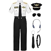 ReliBeauty Pilot Costume for Kids with Accessories Airline Captain pilot Costume Dress up Career Day