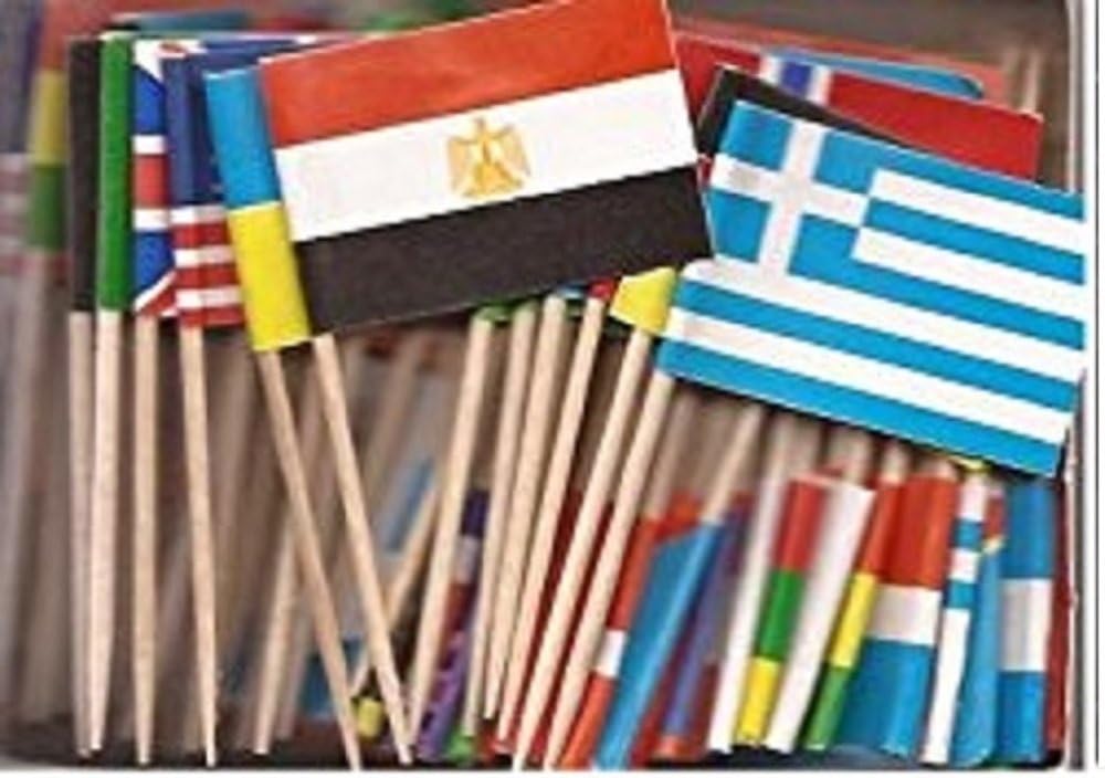 1 Box of Assorted World Toothpick Flags, 100 Small Assorted Country Olympic World Cup Flag Toothpicks or Cocktail Sticks & Picks