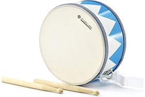 MUSICUBE Kids Drum Set 8-Inch Wooden Drum Toys with an Adjustable Strap and 2 Drumsticks Educational Baby Musical Toys Drum Sensory Musical Instrument Toys for Toddler Boys & Girls Gift Packing