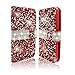 For iPhone 6S Plus/6 Plus 5.5 inch Diamond Phone Case,Vandot Bling Shiny Shining Crystal Rhinstone Wallet Case With Card Slots PU leather Magnetic Folio Stand Book Style Protective Cover-Glitter Red