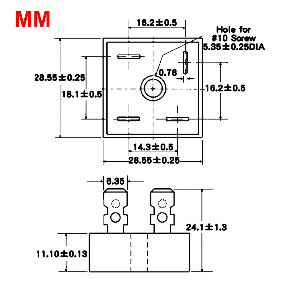 10Pcs Full Bridge Rectifier KBPC3510 35A 1000V Metal Case Single Phase Diode Bridge Rectifier AC