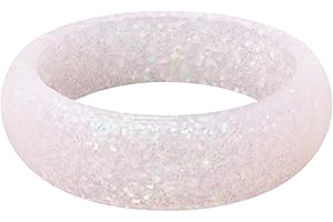 QALO Women's Rubber Silicone Ring, Classic Sparkle Rubber Wedding Band, Breathable, Durable Engagement Silicone Ring, Multi Colors