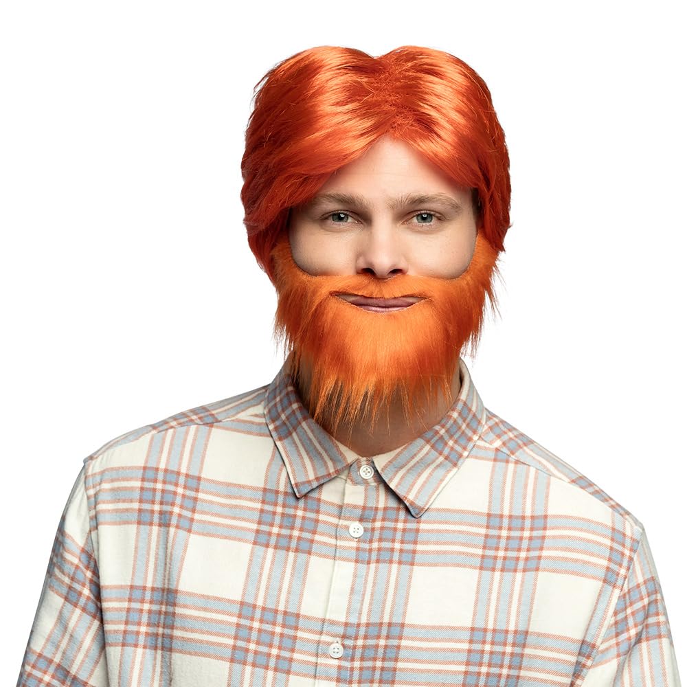 Boland Mens Ginger Wig and Beard Set Dude Orange Wig Male Disguise Dress Up Adult One Size