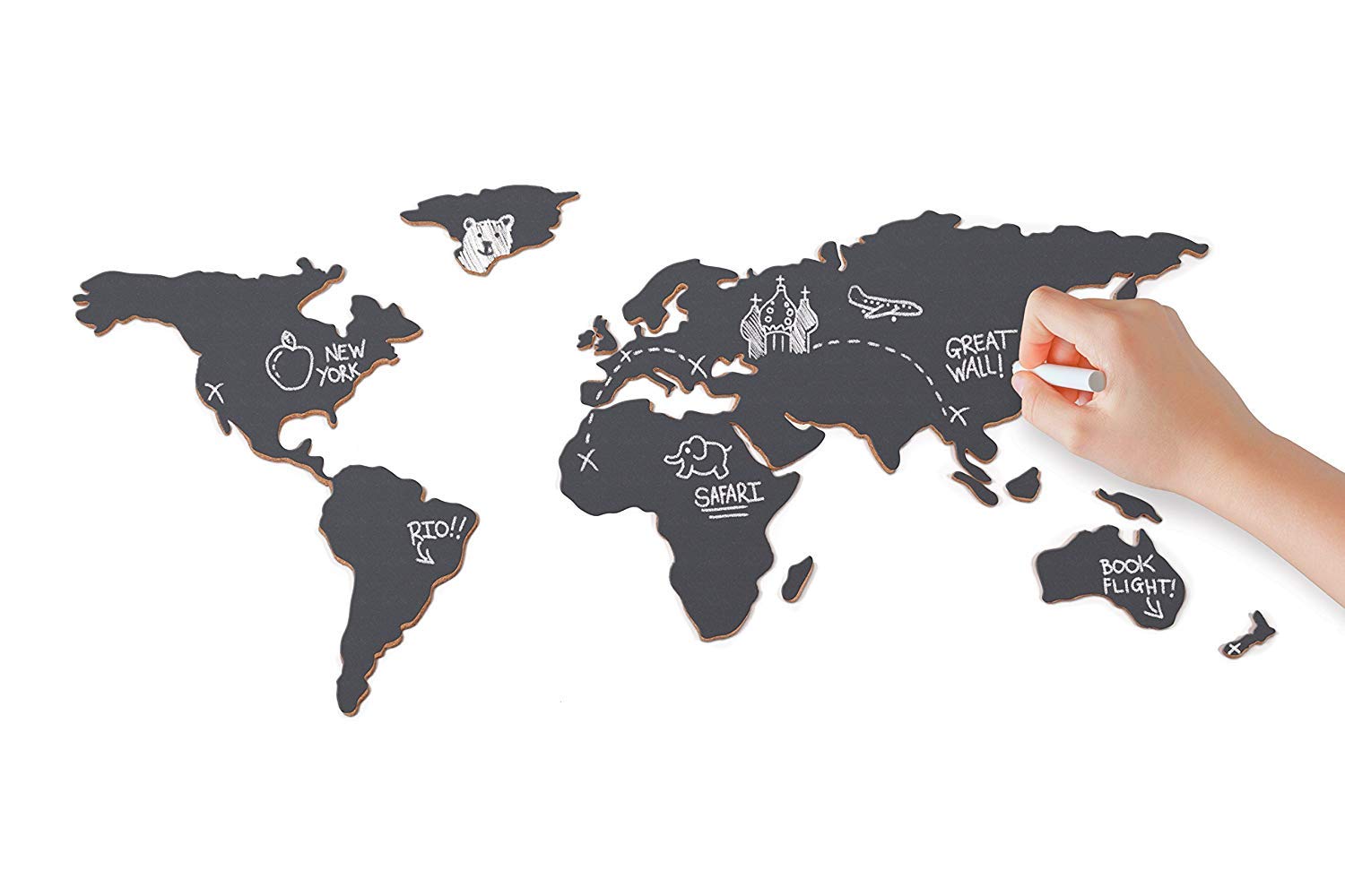 Chalkboard Map - Self Adhesive Map With Chalk, Travel Gift - Luckies of London