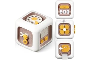 Looguagun Montessori Busy Cube Toy for Toddlers 12+ Month, 6 in 1 Sensory Activity Cube for Kids Hands-on Ability Learning Skill, Best Birthday Gift for Boys and Girls 1+ Year Old