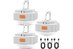 FLY2SKY 3 Pcs White Camping Light Tent Lights Portable Rechargeable LED Camping Light Survival Gear Camping Accessories Camping Equipment for Hiking Backpacking Fishing Hurricane Emergency Outage