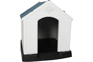 LUCKYERMORE Large Dog House Outdoor Indoor Pet Dog Puppy Shelter Crate Plastic Weather-Resistant Cage, Large