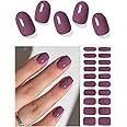 AutyaMee Semi Cured Gel Nail Strips (Deep Purple)-20 PCS Gel Nail Stickers | Gel Nail Wraps | UV Light Required, Salon Quality & Easy to Use