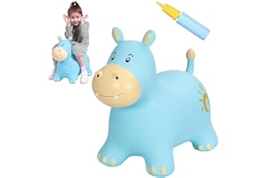 INPANY Bouncy Horse, Hippo Hopper Toys, Toddlers Bouncing Animals Toys, Inflatable Hopping Horse Buddies, Kid Ride on Rubber Bouncer, Indoor Outdoor Birthday Gifts Toy for 2 3 4 Year Old Girls Boys