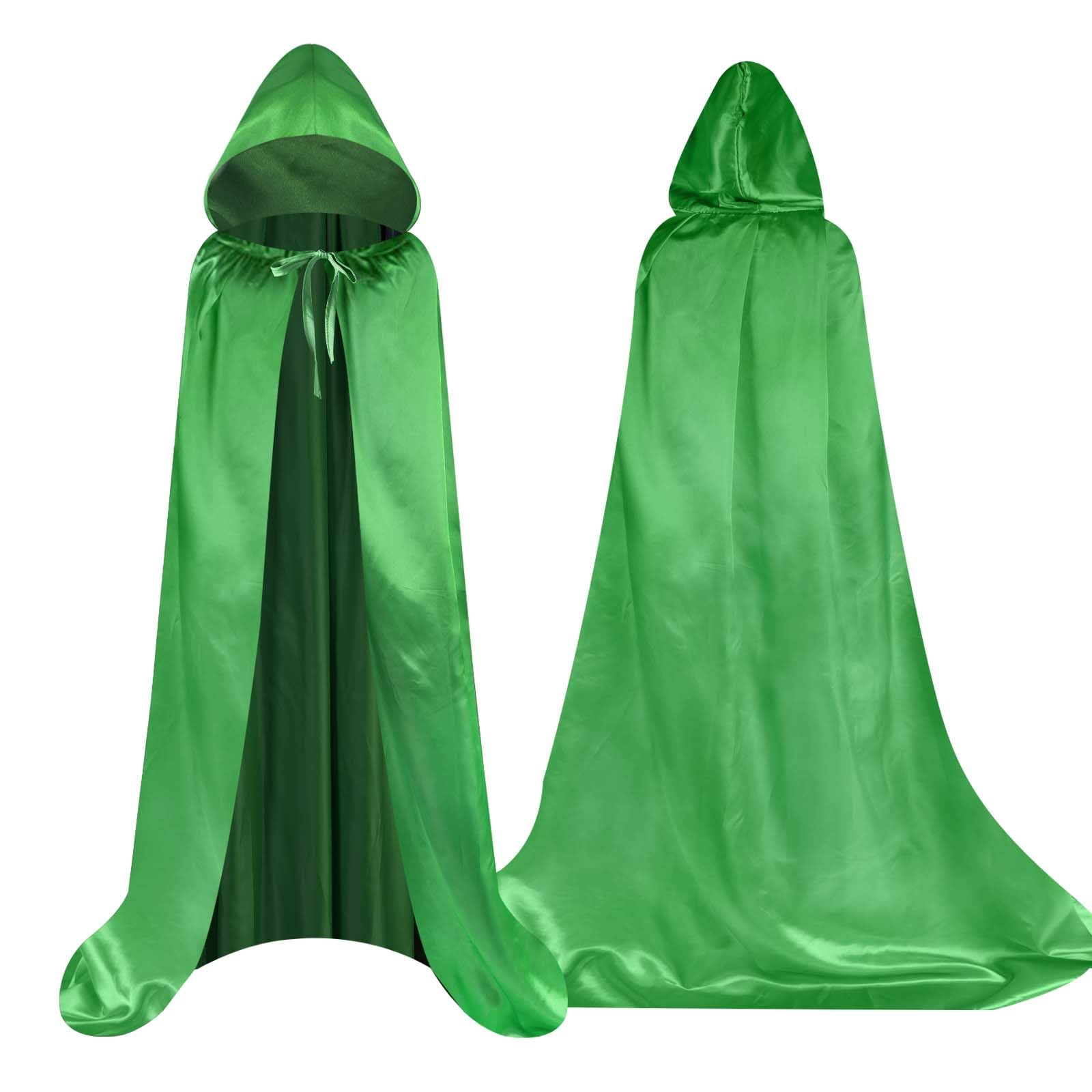 Aomig Green Hooded Cloak Long Cape for Adult, Vampire Witch Carnival Halloween Adult Wizard Costume, Fancy Dress Cosplay Accessories (150cm/59in) — image 1