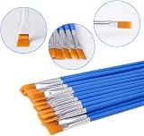 UPINS 30 Pcs Flat Paint Brushes Blue 7 mm Short Handle Detail Painting view 3