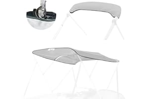 Caminor 3 Bow Bimini Top Replacement Canvas with Light Hole and Storage Boot, 900D Heavy Duty Waterproof Bimini Top Canvas Only Without Frame, 6'L 54"-60" W Grey