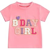 Kayotuas Birthday Girl Shirt Kids 6T 7T Toddler 1st 2nd 3rd 4th 5th Birthday Embroidery T-Shirt Tops Cute Cake Smash Clothes