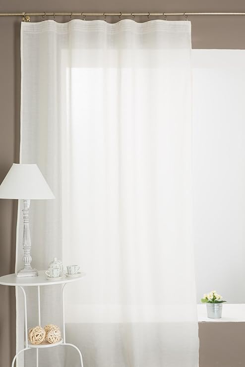 Amazon De Gardine Uni Mit Krauselband 140 X 240 Cm 140 X 240 Ecru