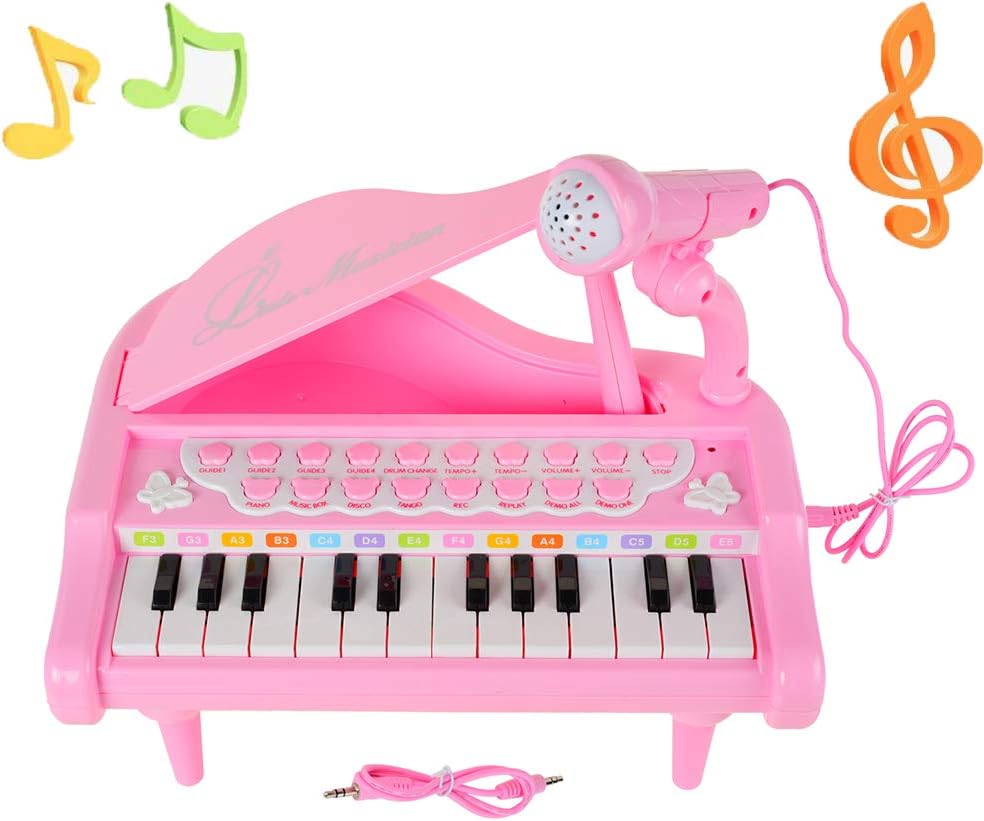 Amazon Rastar 子ども用 電子ミニピアノ おもちゃ 音楽キーボード玩具 ピンク ピアノ 鍵盤楽器 おもちゃ