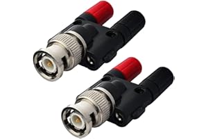 2-Pack BNC Plug to 2X 4mm Banana Jack Coaxial Splitter, BNC Male to Dual Banana Female Adapter for HF Radio Antennas, Oscillo
